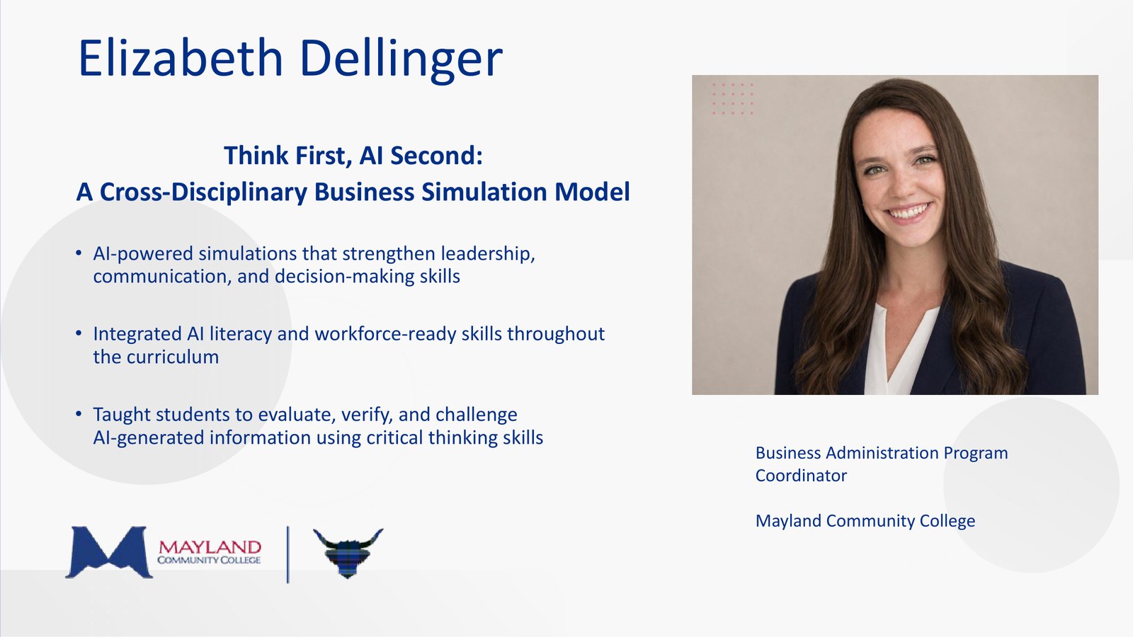 Award slide for Elizabeth Dellinger