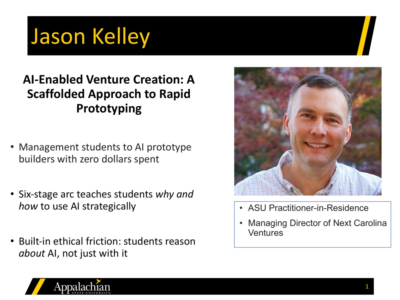 Award slide for Jason Kelley